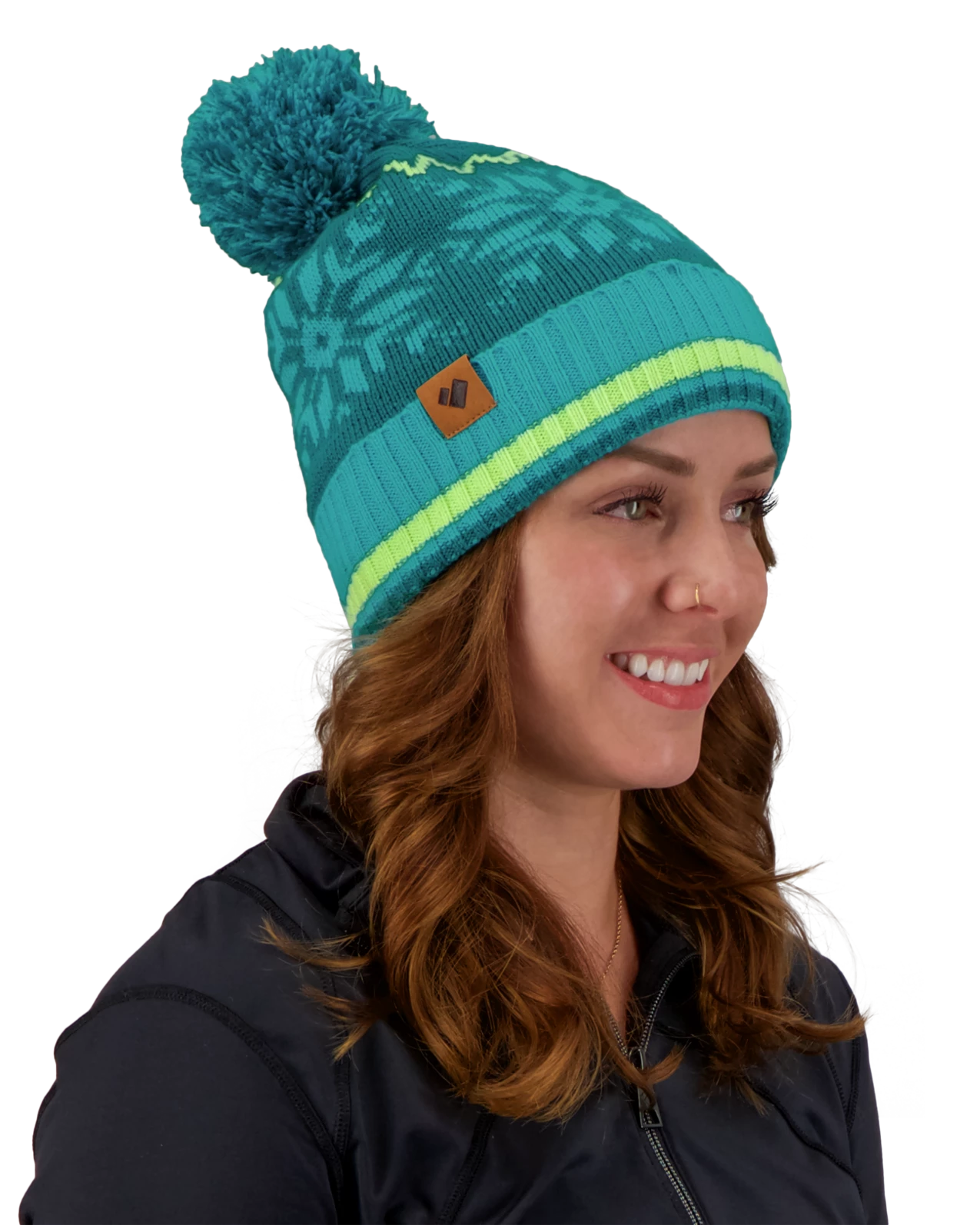 Obermeyer Astoria Pom Beanie - Aegean Blue 4 Obermeyer Astoria Pom Beanie - Aegean Blue - Image 2
