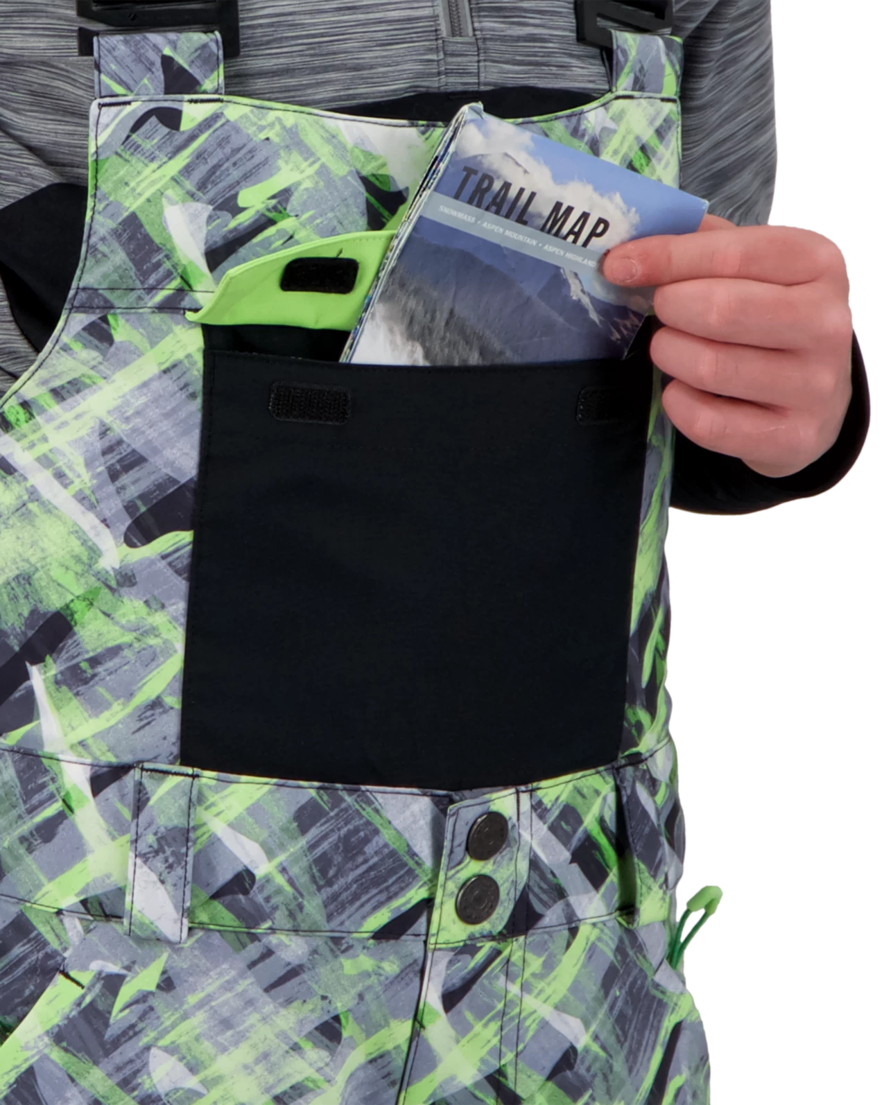 Obermeyer Connor Bib Pant - Carbon Camo 7 Obermeyer Connor Bib Pant - Carbon Camo - Image 5